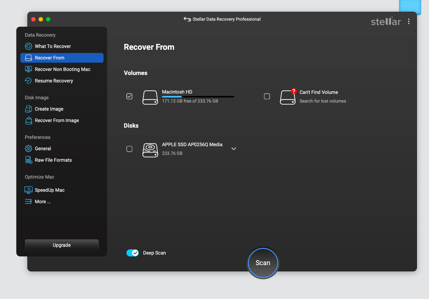 Choose the storage location that you want to recover
